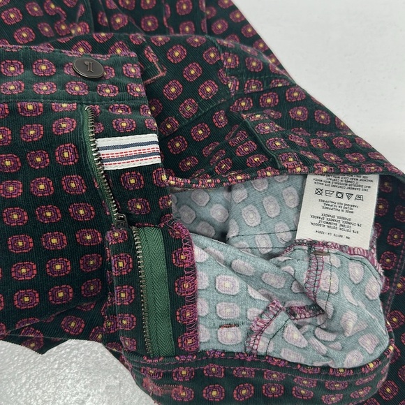 Pilcro and the Letterpress Corduroy Pants Pant Trouser Floral Green Pink Size 26 - Picture 8 of 10